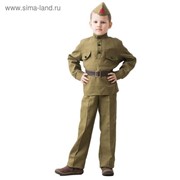 Костюм военного, гимнастёрка, ремень, пилотка, брюки, 5-7 лет, рост 122-134 см фотография