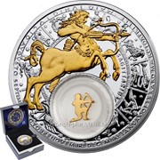 Зодиак. Стрелец - серебряная монета с позолоченным элементом, в футляре фото