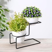 Подставка для цветов Доляна «Геометрик», d=8,2 см, 14×9,9×18 см, цвет чёрный фото