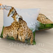 Влюбленные жирафы арт.ТФП3265 (45х45-1шт) фотоподушка (подушка Габардин ТФП) фото