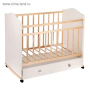 Детская кроватка «Морозко» на колёсах или качалке, с ящиком, цвет белый/берёза фото