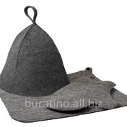 Набор из трех предметов (шапка, коврик, рукавица)серый Hot Pot. фотография