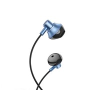 Наушники Hoco M75, проводные, вкладыши, микрофон, 16 Ом, 3.5 мм, 1.2 м, синие фото