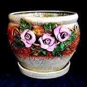 Горшок для цветов из керамики ручной работы “Руслан розы“ фотография