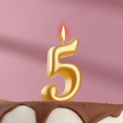 Свеча для торта цифра “Овал“ золотая “5“, большая фото