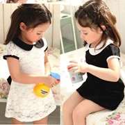 Одежда детская free shipping 2color white and black kids lace dress/girl beatiful princess dresses/children clothing with fashion belt, код 1089760034 фото