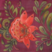 Шарф ручной росписи “Мотивы цветов“ фото