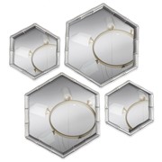 Набор настенных зеркал 'Бамбук', зеркальная поверхность 22,7 x 20/15 x 13,2 см, цвет серебристый фото