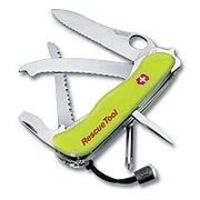 Нож перочинный VICTORINOX Rescue Tool, 111 мм, 14 функций, серейторное лезвие с петлёй, жёлтый (50173)