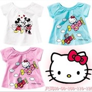 Одежда детская Children&#39-s clothes girls t shirt wholesale retail cute cat T-shirt sleeve Hello kitty KT Mickey Minnie Cartoon free shipping, код 1645586223 фото