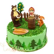 Детский торт Маша и медведь с кроликом №399 фото