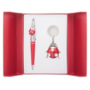 Набор подарочный Langres Beetle: ручка шариковая + брелок, красный LS.122023-05 фотография