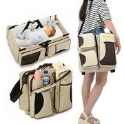 Многофункциональная сумка для мам - детская кровать для путешествий, синий-белый фотография