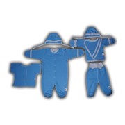 Комплект для новорожденных нательный Голубой: Комбинезон с шапочкой , Костюм с шапочкой , Распашонка