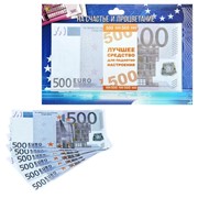 Пачка купюр на подложке “500 евро“ с пожеланием фотография