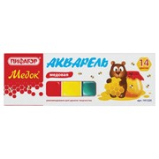 Краски акварельные ПИФАГОР “МЕДОК“, 14 цветов, медовые, без кисти, картонная коробка, 191320 фото