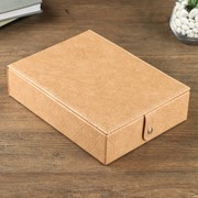 Шкатулка кожзам для украшений “Ромбики - кракелюр“ кофе с молоком 6х18х24 см фото