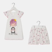 Пижама для девочки, цвет розовый/молочный, рост 104-110 см фотография