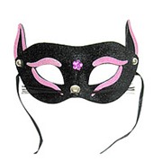 Карнавальная маска Кошка черно-розовая фотография