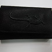 Женский кожаный кошелек чёрный фото