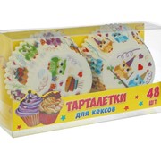 Тарталетки для кексов “Совушки“ 3,5×7,5×13,5см набор 48шт. фото