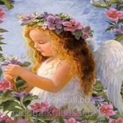 Картина стразами Ангелочек в цветах 40*50 фотография