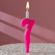 Свеча для торта цифра “Классика“ “7“ розовая фотография