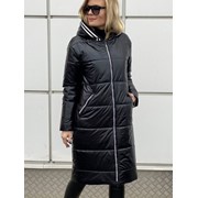 Пальто зимне стеганное в спортивном стиле черное с капюшоном любых размеров А 3095 р. 44-60 фотография