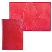 Обложка для паспорта BEFLER “Ящерица“, натуральная кожа, тиснение, красная, О.1-3 фотография