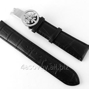 Ремешок к часам Patek philippe черный, кожаный, с фирменной серебристой застежкой 0862 фото