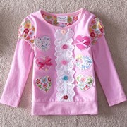 Одежда для девочек STAR 2014 new free shipping t-shirts flower baby girls long sleeve lace embroidery children clothing kids wear !! retail !!, код 1721465922 фото