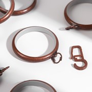 Набор для штор, кольца и крючки, 10 шт, цвет коричневый
