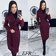 Женское пальто из кашемира с поясом (4 цвета) ЕФ/-445 - Бордовый
