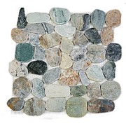 Каменная мозаика MS-WB1 МРАМОР бел/зел/серый круглый фото