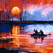 Картина-мозаика стразами Рыбалка на закате Л.Афремов - 40х50 см фотография