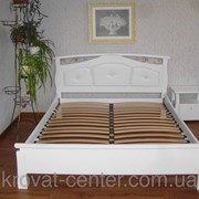 Белая кровать с мягким изголовьем Миледи (190\200*180) массив - сосна, ольха, дуб