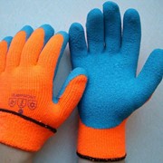 Перчатки зимние акриловые с рифленым латексным покрытием, утепленные фото
