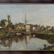 Картина Деревня в Нормандии на берегу реки, 1858-62, Будэн, Эжен фото