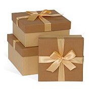 Коробка подарочная “Бежевый бант“, квадратная, 210х210х150 мм, 0573 фотография