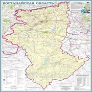 Карта областная Костанайская, масштаб 1:1 000 000, 630*800 мм, не ламинированная фото