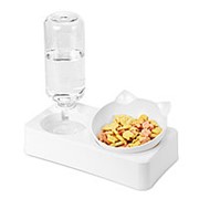 Автоматическая нескользящая Кот приподнятая шейная часть позвоночника Pet Double Bowl для кормления контейнера фото