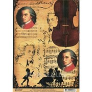 Декупажная карта Моцарт в жжёном фото