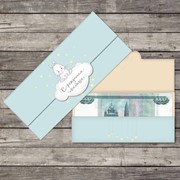 Конверт для денег “С рождением малыша“ формовой, зайка на облачке, 17,5 х 8 см фотография