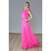 Платье в пол с гипюром розовое