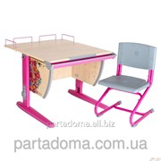 Набор школьной мебели Дэми СУТ.14-01 клен/розовый с рисунком цветы со стулом фото