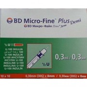 Купить Шприц инсулиновый BD Micro fine, 0,3; 0,5 и 1,0 мл, U-100, U-40