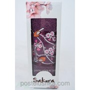 Полотенце махровое подарочное 50х90см Сакура с вышевкой Фиолетовое