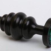Черная фигурная анальная пробка с зеленым кристаллом - 8,2 см. 4sexdreaM 47474-6 фотография
