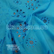 Ткань Батист вышивка ( голубой ) 1281
