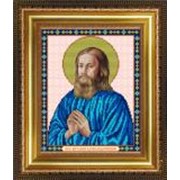 Икона ручной работы Святой Виталий вышитая бисером фото